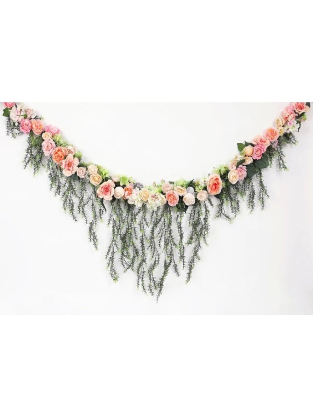 Kate Backdrop Rose Spanish Moss Garland Swag Ivory Wrinkle Free Washable 5' x 7'